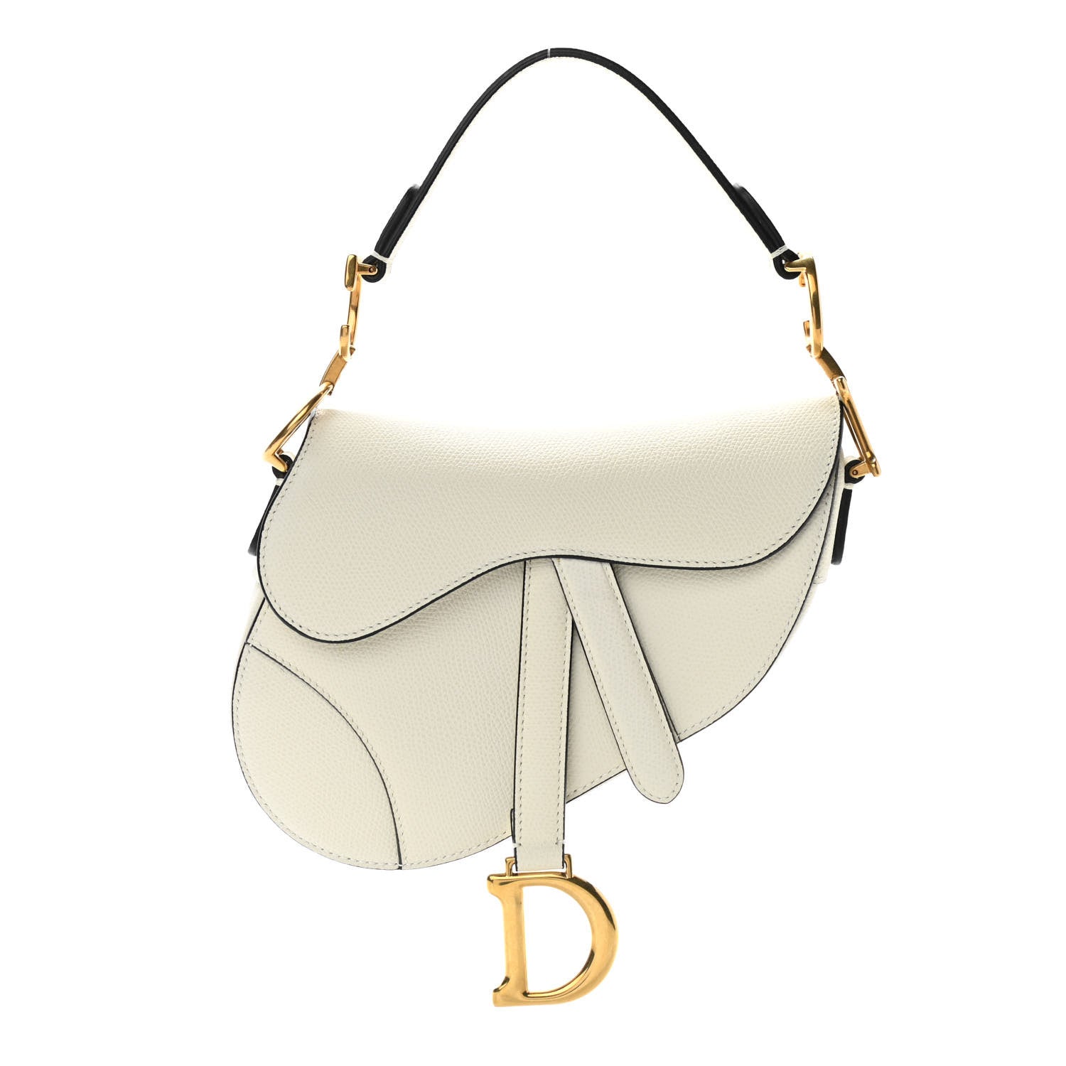 Christian Dior Grained Calfskin Mini Saddle Bag White 1 of 10