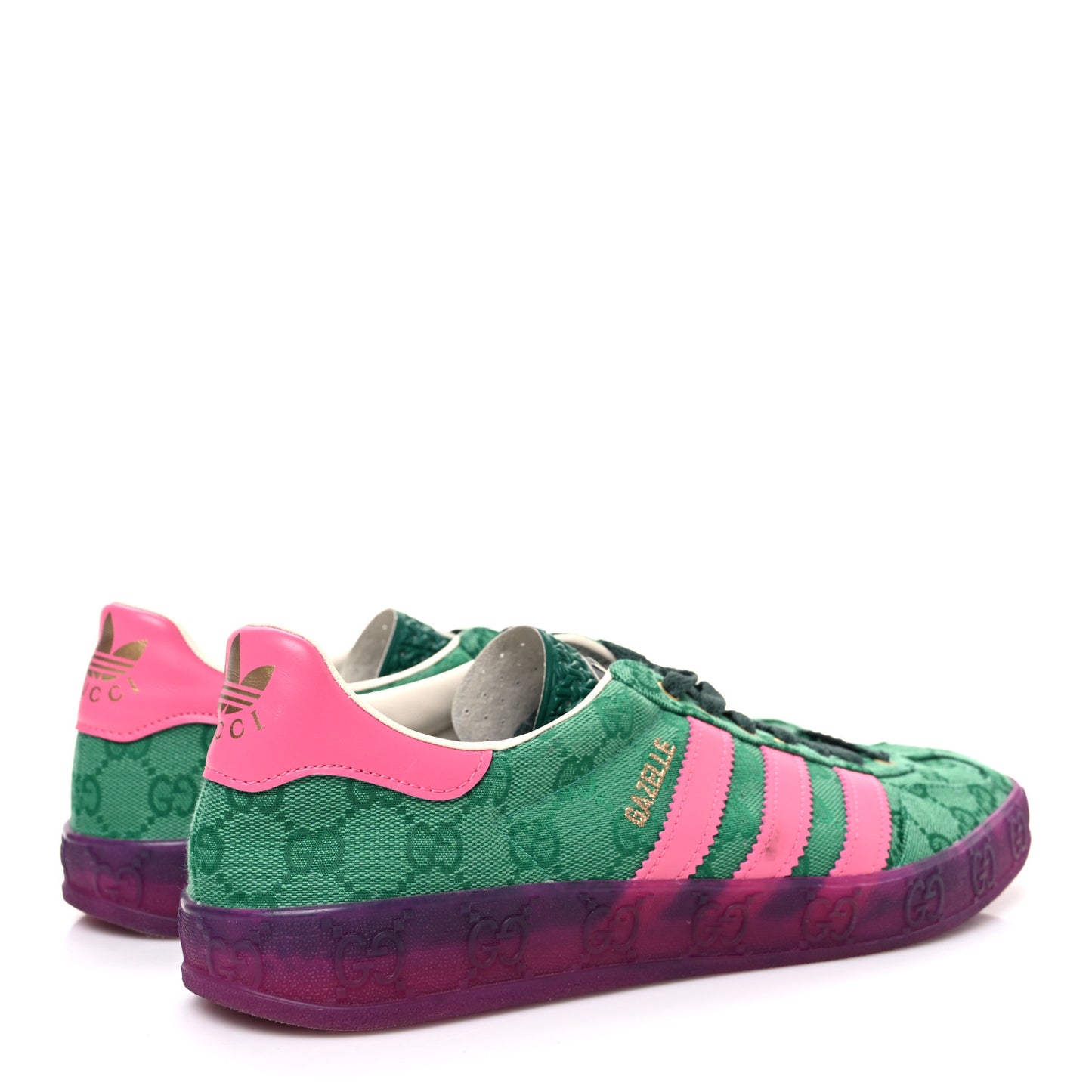 X ADIDAS GG Supreme Monogram Mens Gazelle Sneakers 10 Green Pink Strata