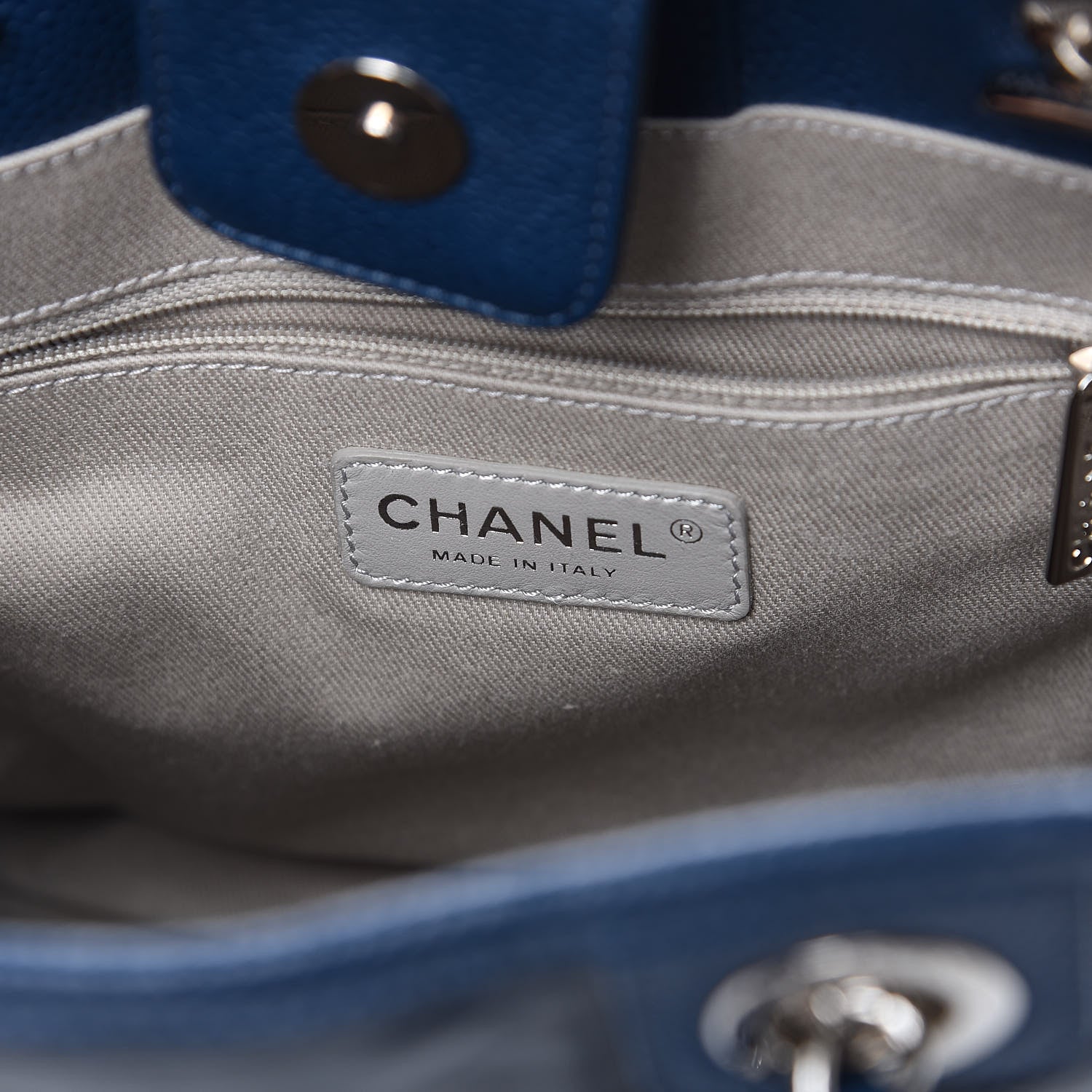 Chanel Glazed Calfskin Mini Deauville Tote Blue 7 of 9
