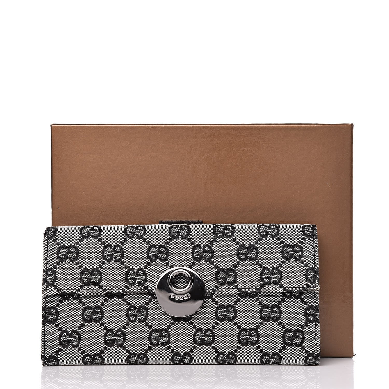 Gucci Monogram Eclipse Continental Flap Wallet Beige Blue 10 of 10
