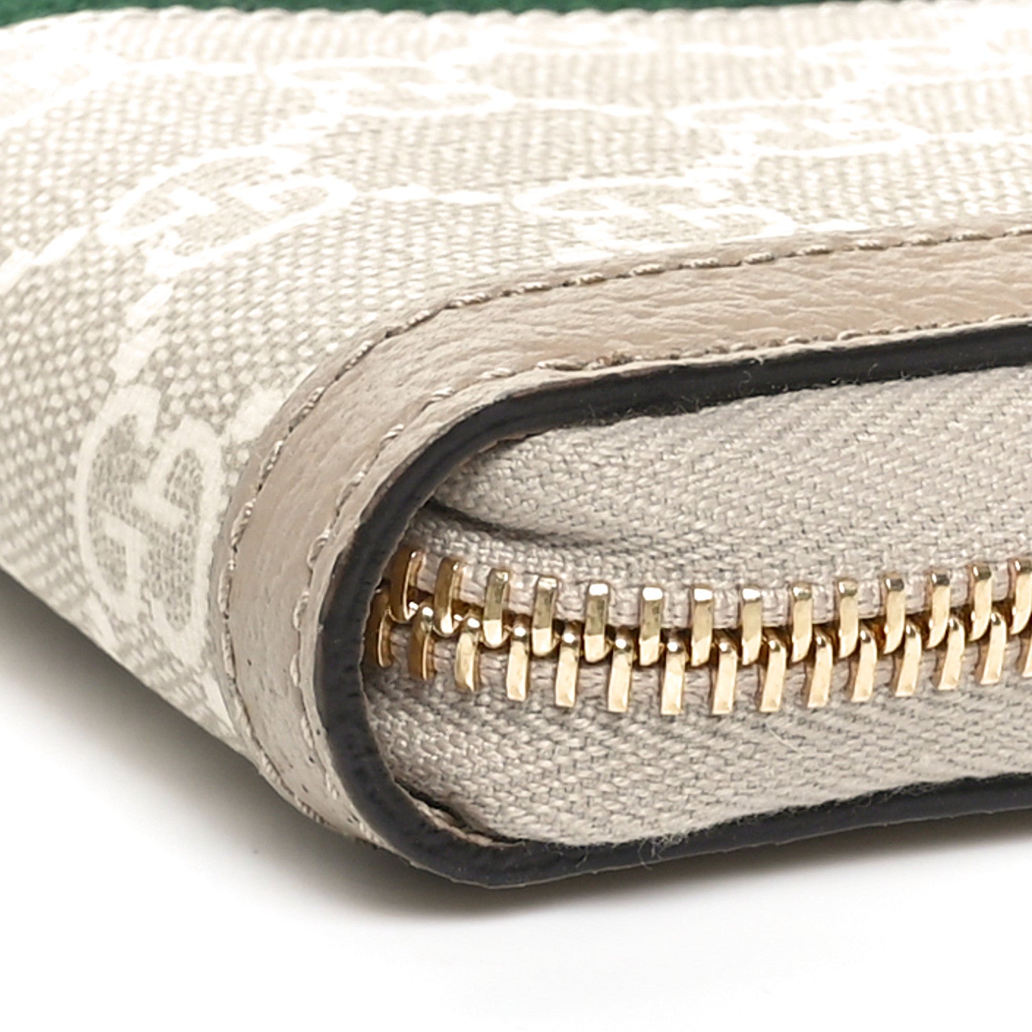 Gucci GG Supreme Monogram Textured Dollar Calfskin Web Ophidia Zip Around Wallet Beige Mystic White Oatmeal 7 of 10