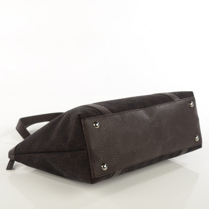 Gucci Denim Monogram Medium Abbey Tote Dark Brown 4 of 7