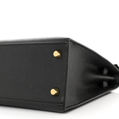 Hermes Chevre Mysore Horseshoe Kelly Sellier 25 Black Gris Agate 10 of 11