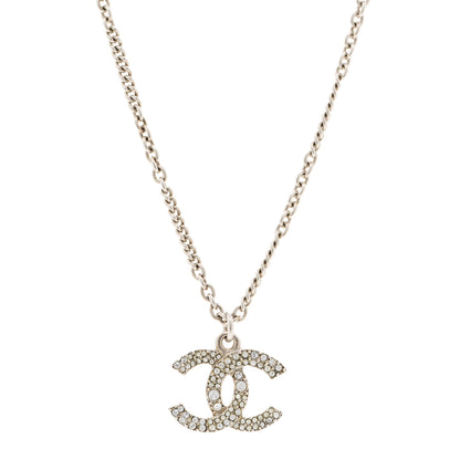 Chanel Crystal Pearl CC Pendant Necklace Silver 4 of 6