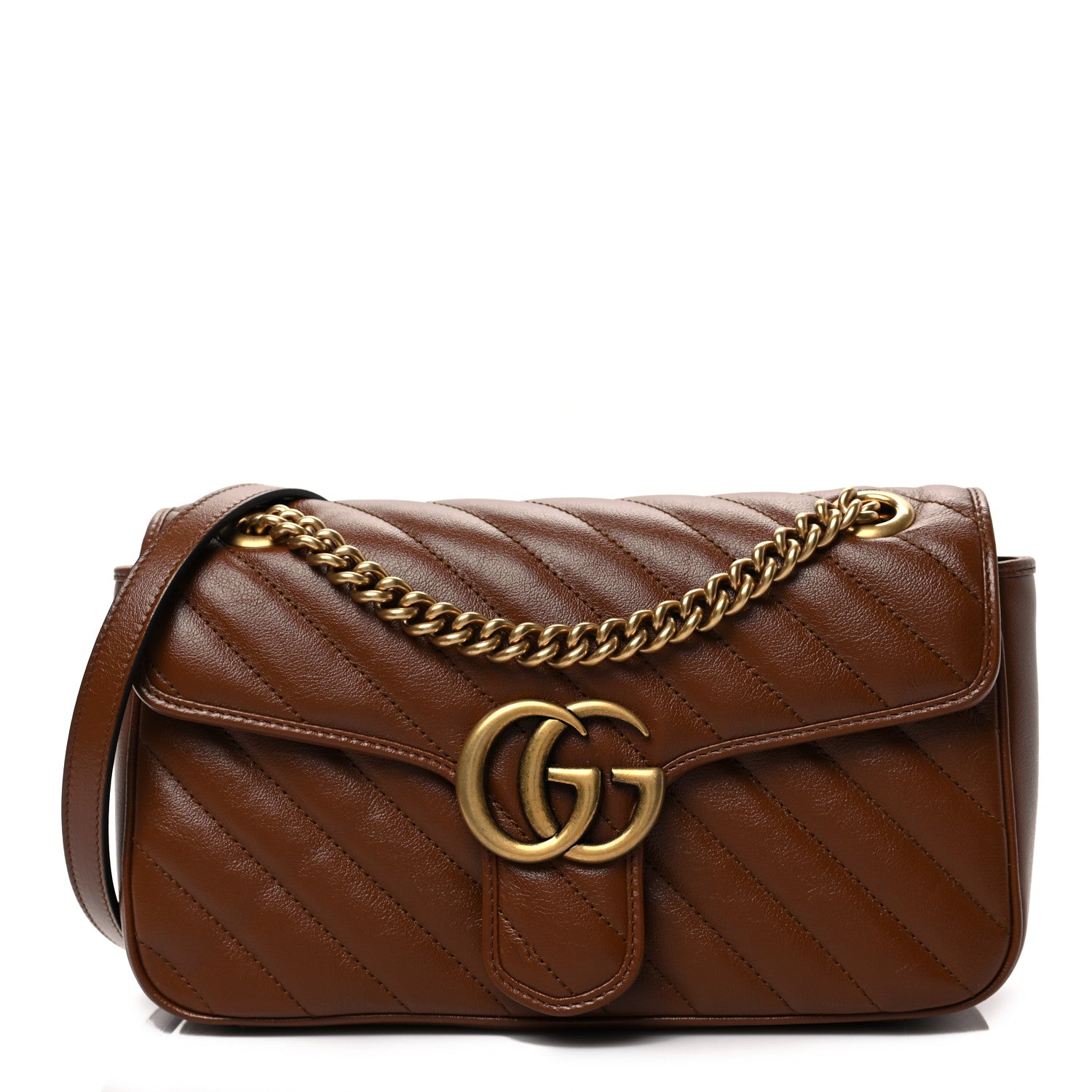 Gucci Azalea Calfskin Matelasse Diagonal Small GG Marmont Shoulder Bag Cuir 1 of 7