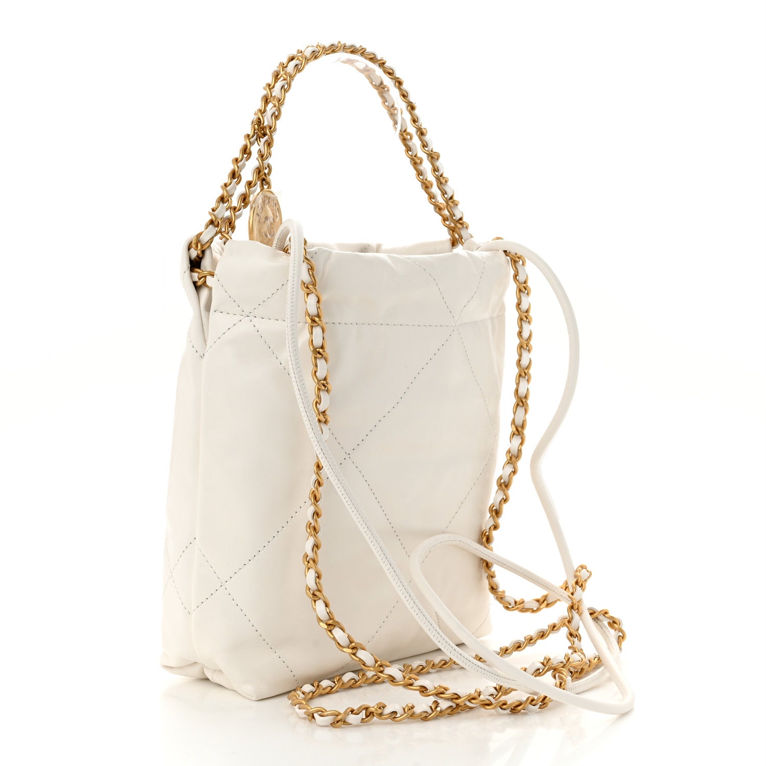 Chanel Shiny Calfskin Quilted Mini Chanel 22 White 3 of 10