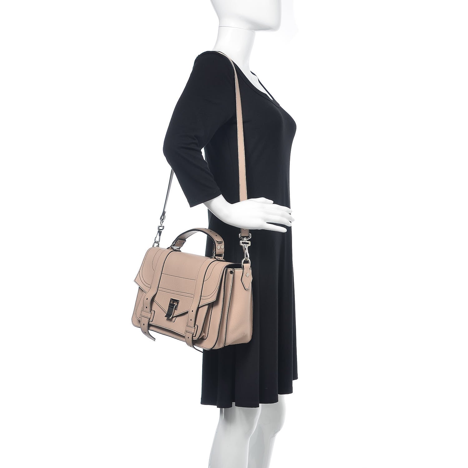 Proenza Schouler Grained Calfskin Medium Contrast Stitch PS1 Satchel Sand 2 of 12