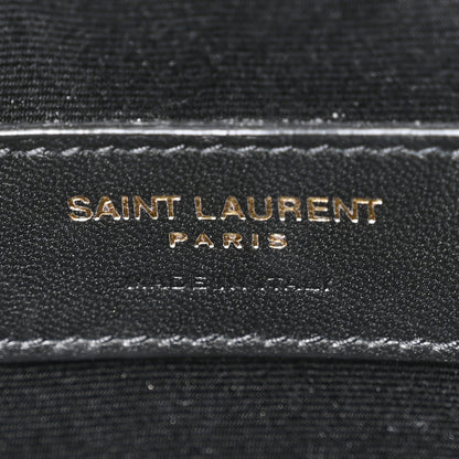 Saint Laurent Calfskin Crocodile Embossed Uptown Monogram Pouch Crema Soft 7 of 9