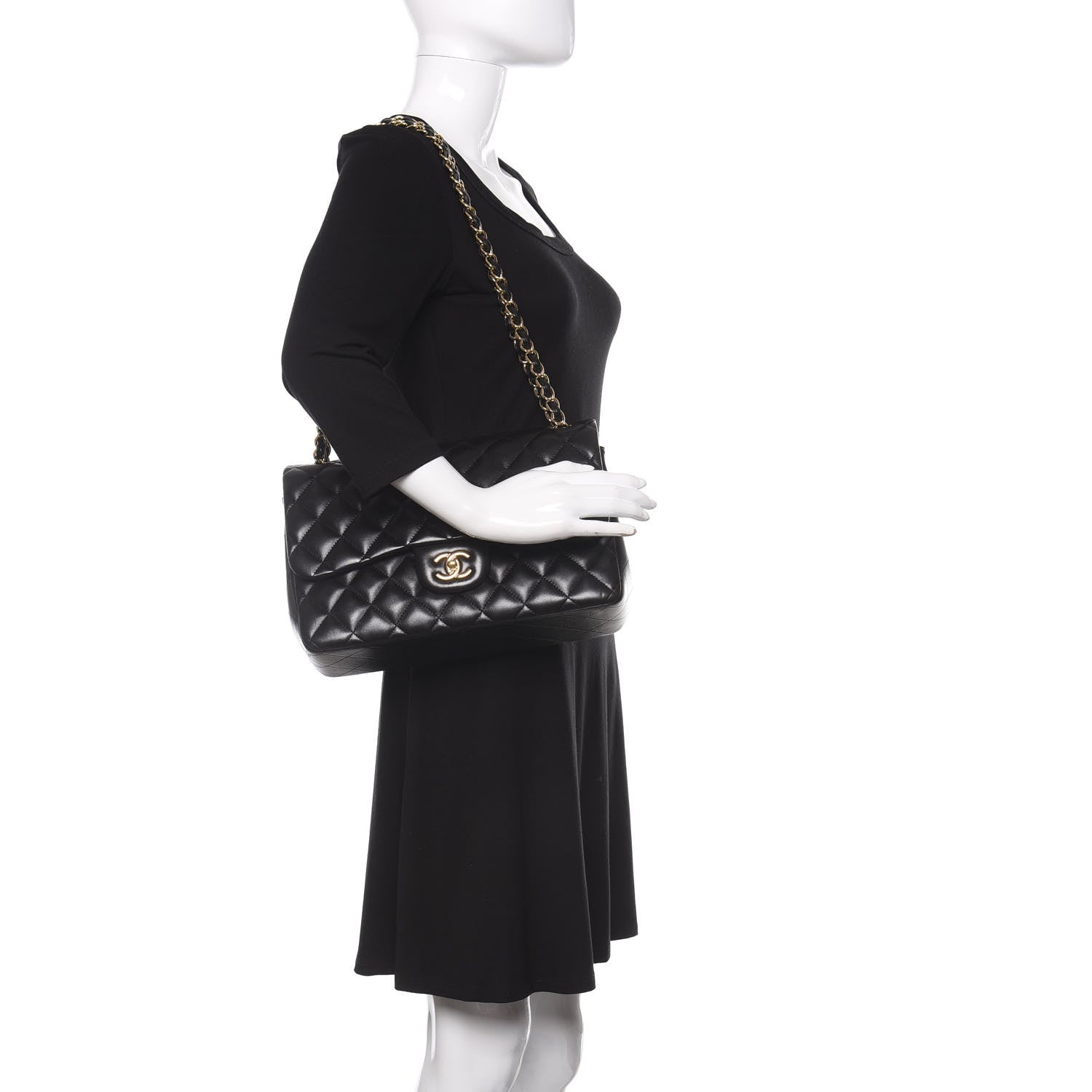 Chanel Lambskin Quilted Jumbo Double Flap Black 2 of 14