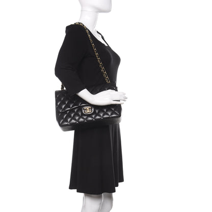 Chanel Lambskin Quilted Jumbo Double Flap Black 2 of 14