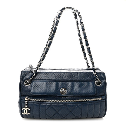 Chanel Calfskin Perforated 50's Satchel Marine Fonce 1 of 12
