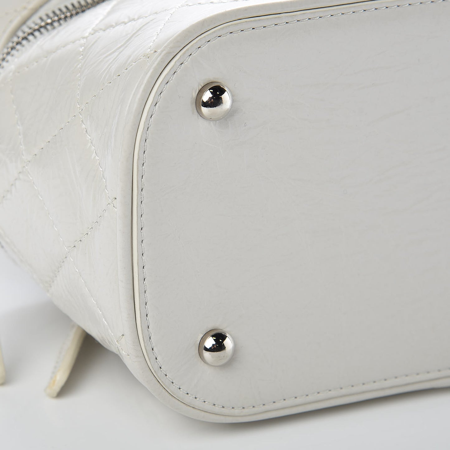 Crumpled Calfskin PVC Quilted Backpack White