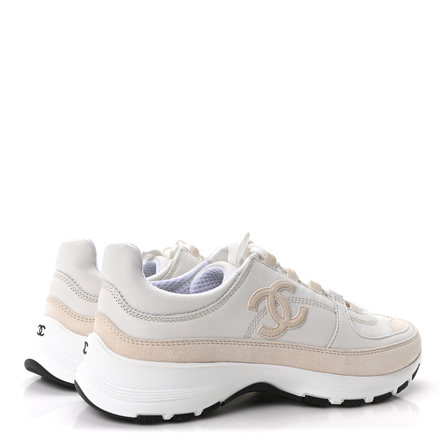 Calfskin Suede CC Sneakers 37.5 White