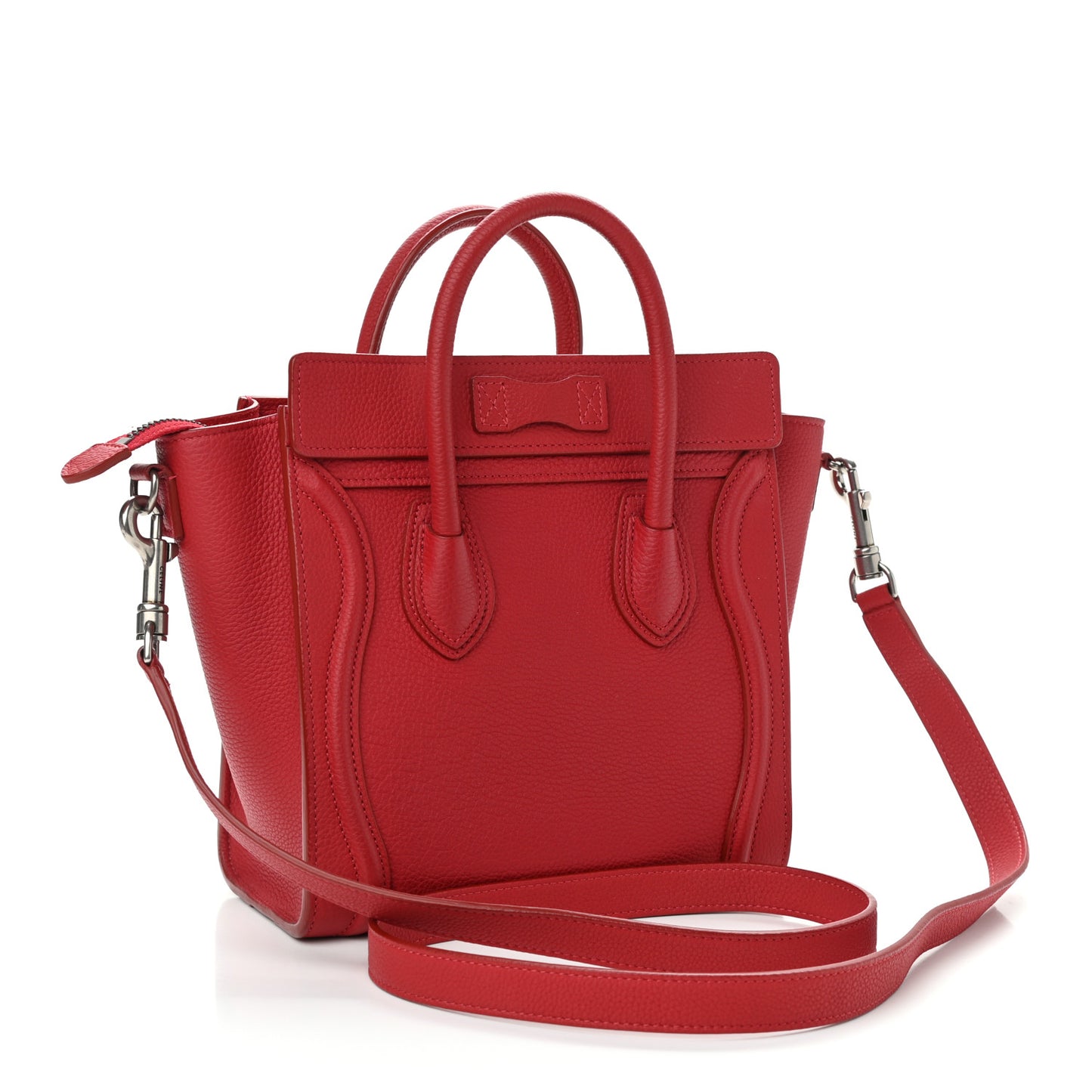 Drummed Calfskin Nano Luggage Red