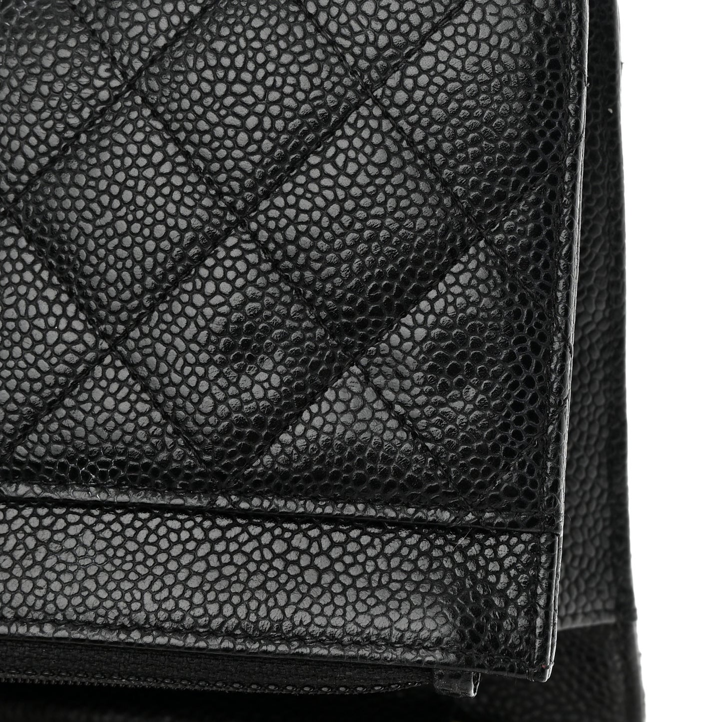 Caviar Quilted Wallet on Chain WOC Black