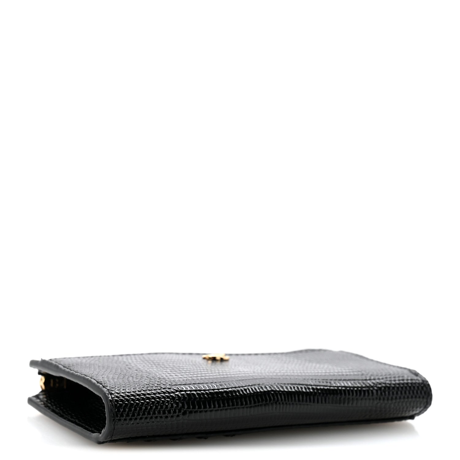 Chanel Calfskin Lizard Embossed Zipped Card Holder Black 4 of 8