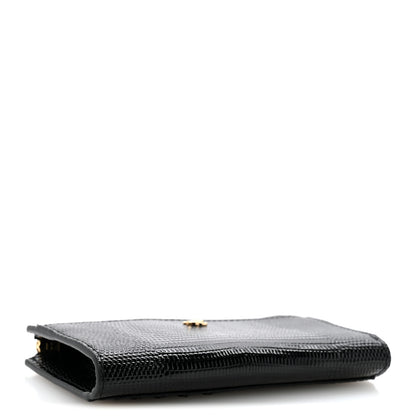 Chanel Calfskin Lizard Embossed Zipped Card Holder Black 4 of 8