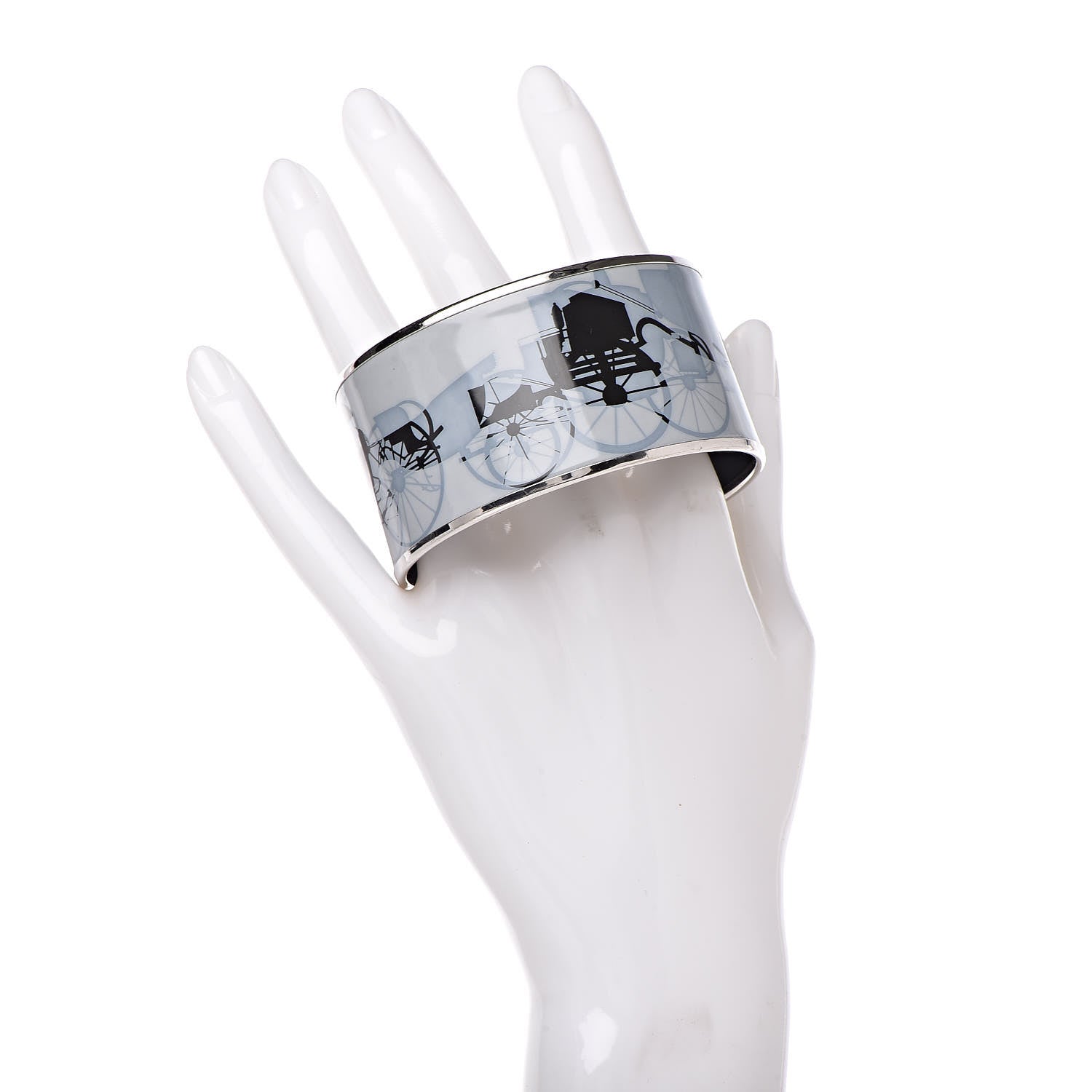 Hermes Enamel Printed Carriage Extra Wide Bracelet 62 2 of 5