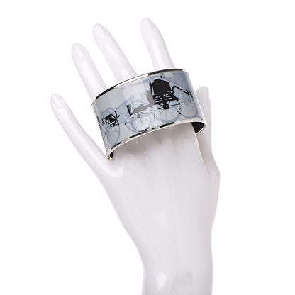 Hermes Enamel Printed Carriage Extra Wide Bracelet 62 2 of 5
