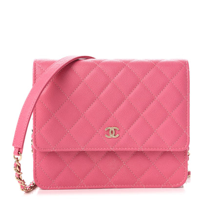 Chanel Caviar Quilted Square Wallet On Chain WOC Pink 1 of 12