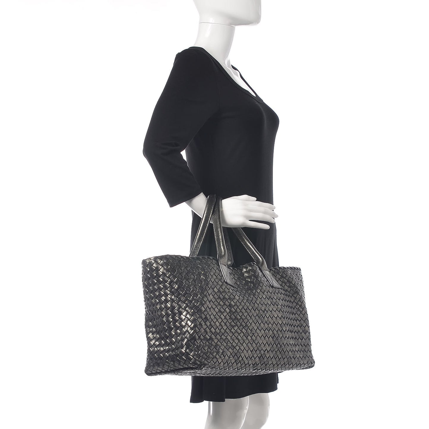Metallic Nappa Intrecciato Medium Moon Cabat