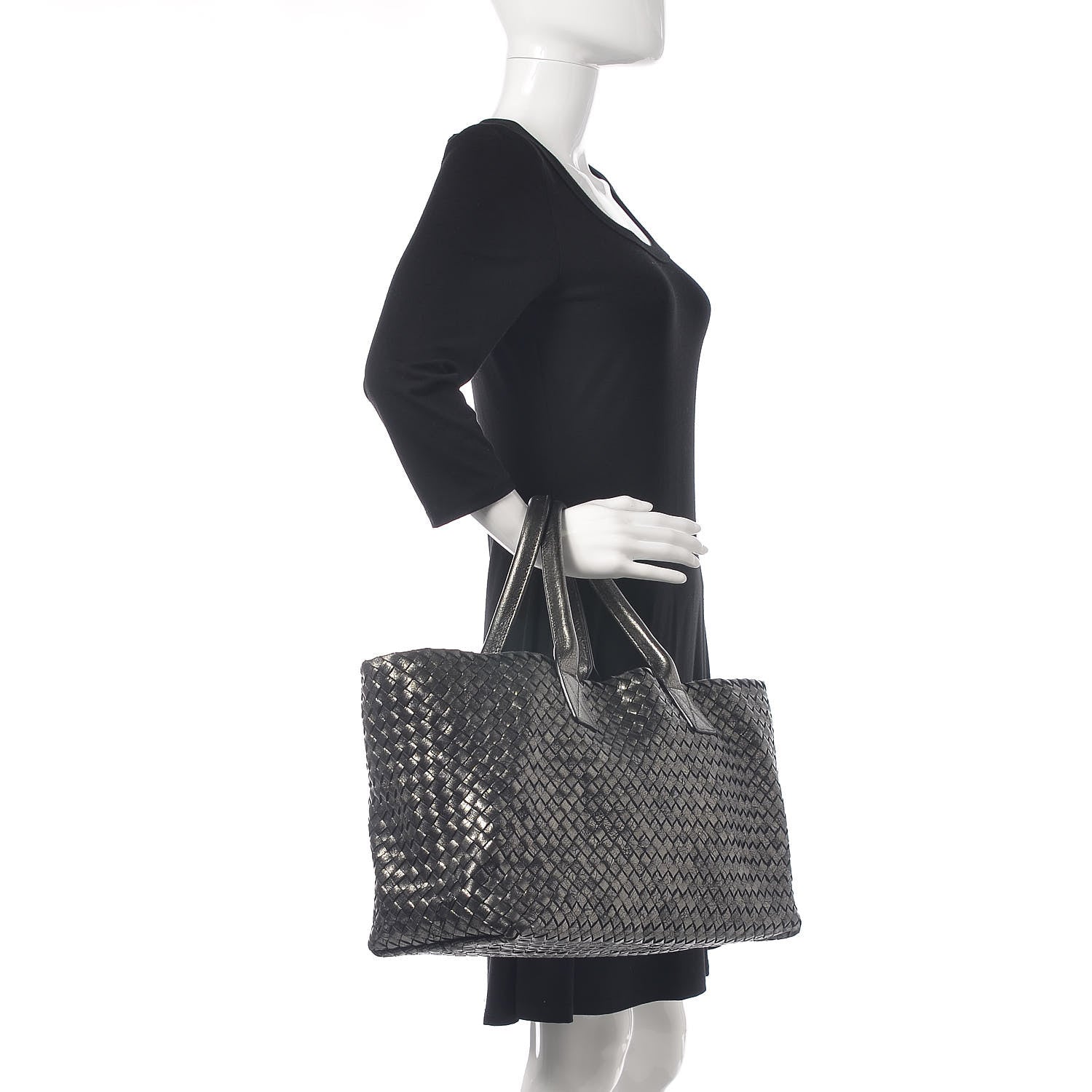 Bottega Veneta Metallic Nappa Intrecciato Medium Moon Cabat 2 of 9