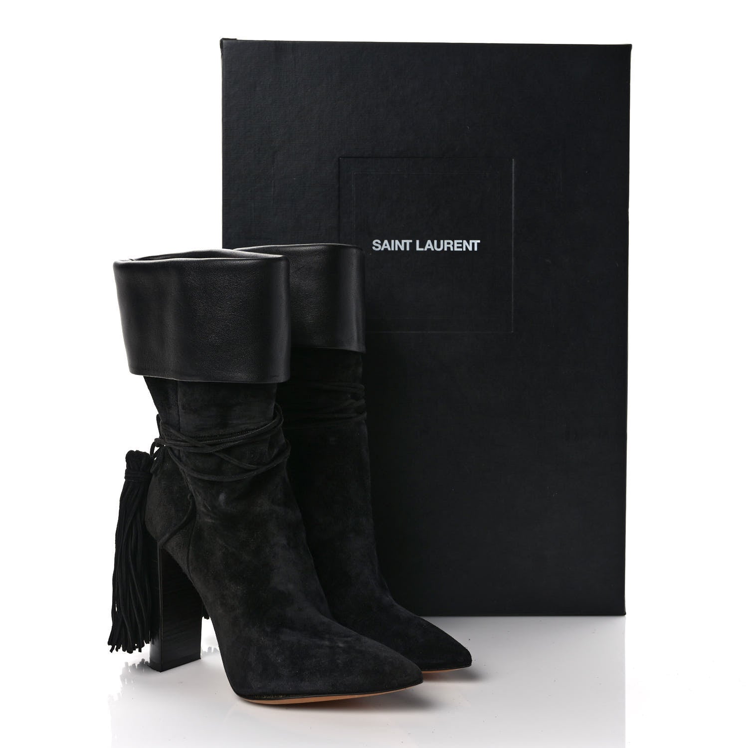 Saint Laurent Calfskin Suede Tanger Tassel Boot 35 Black 7 of 7
