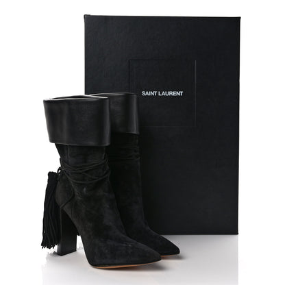 Saint Laurent Calfskin Suede Tanger Tassel Boot 35 Black 7 of 7