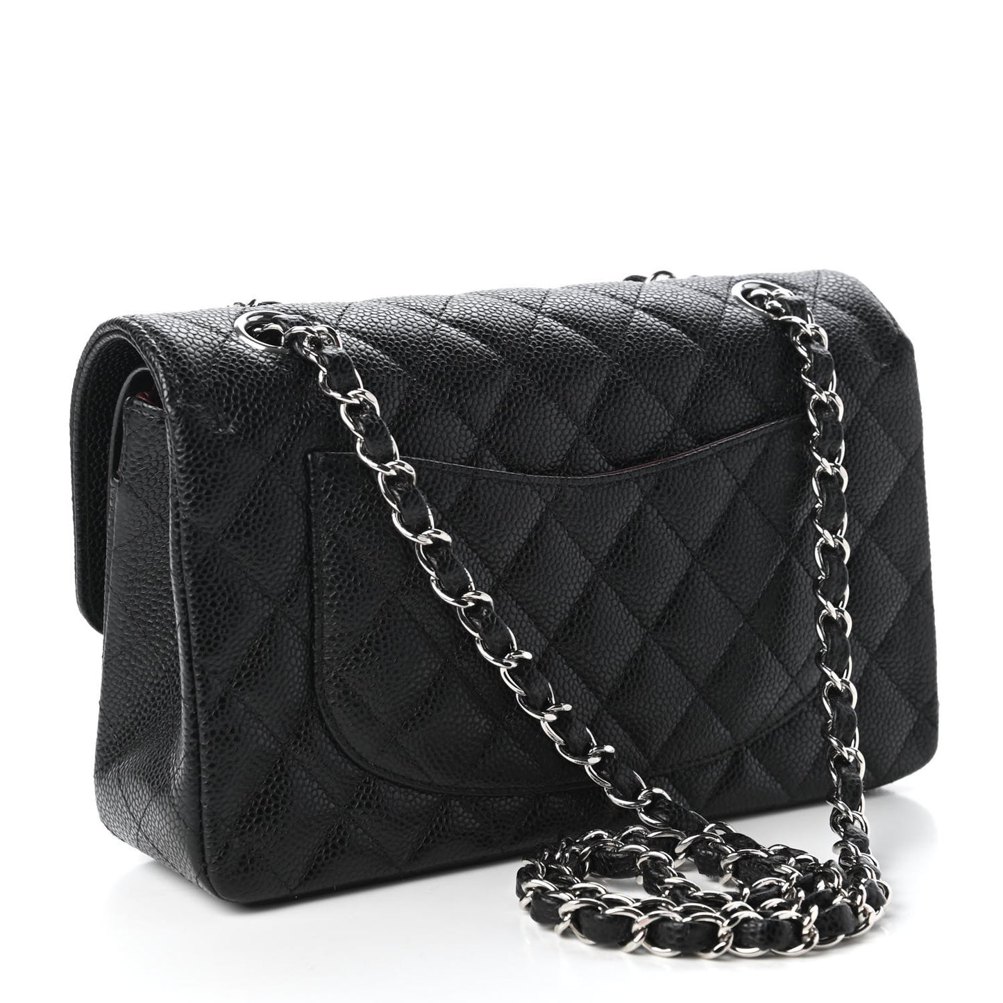Caviar Quilted Small Double Flap Black