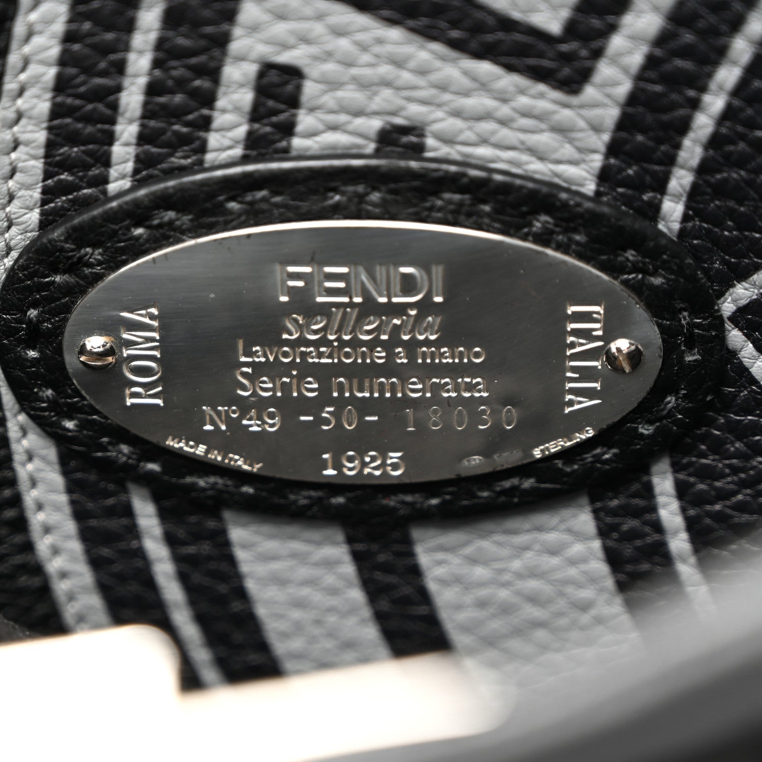 Fendi Cuoio Romano Selleria Metal Stitch Large Mens Peekaboo Iconic Essential Satchel Black 7 of 12