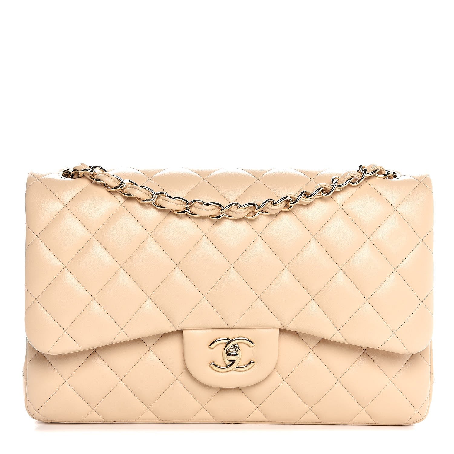 Chanel Lambskin Quilted Jumbo Double Flap Beige Clair 1 of 7