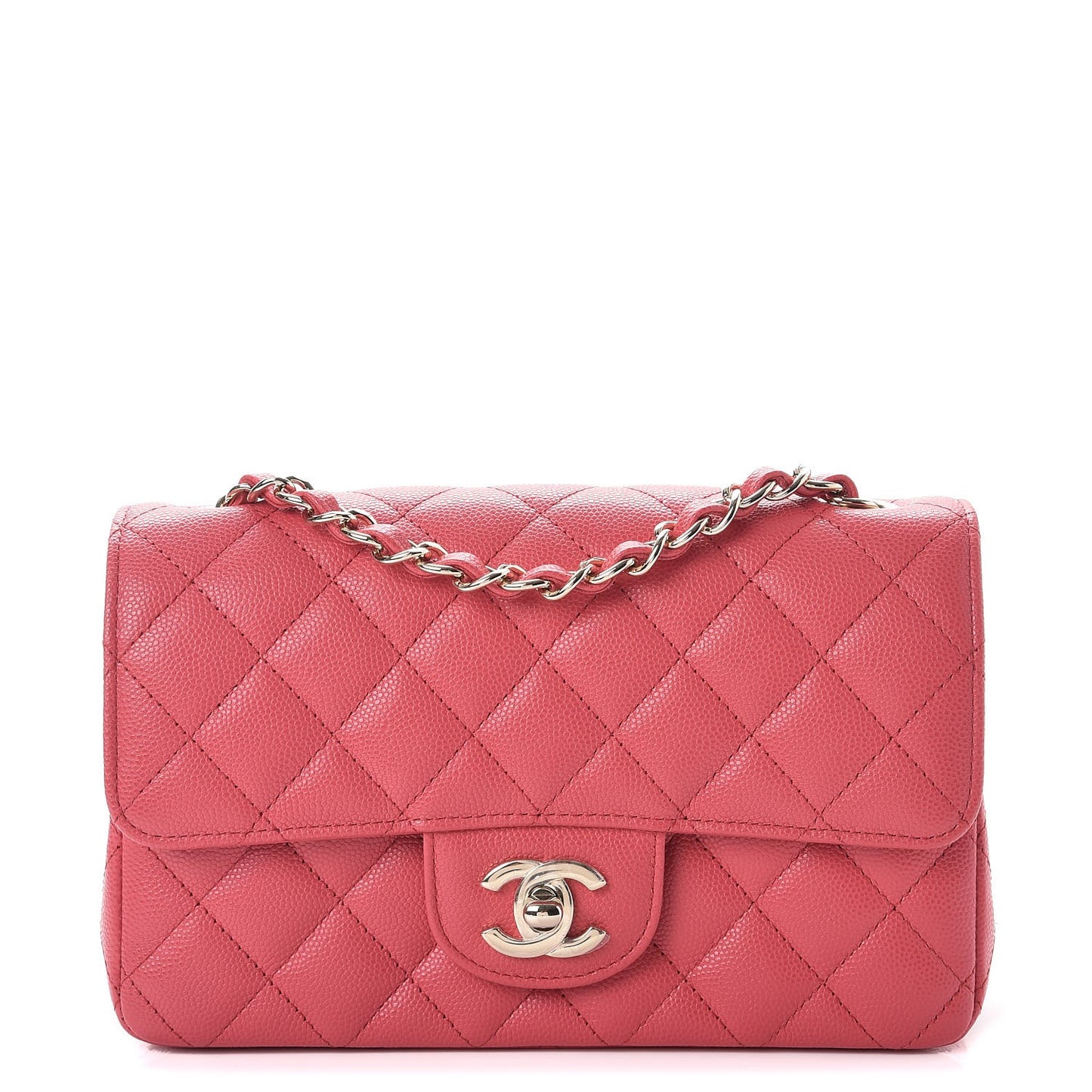Caviar Quilted Mini Rectangular Flap Dark Pink