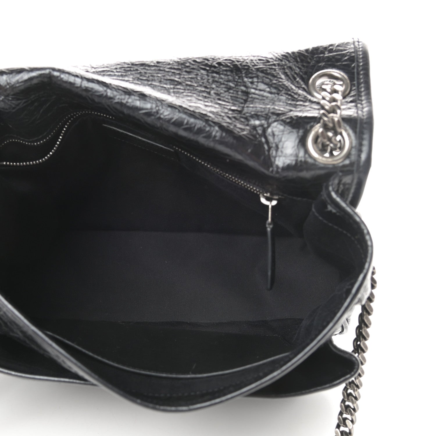 Saint Laurent Crinkled Calfskin Matelasse Monogram Medium Niki Chain Satchel Black 5 of 13
