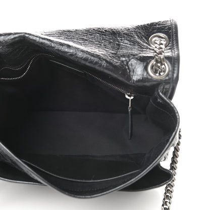 Saint Laurent Crinkled Calfskin Matelasse Monogram Medium Niki Chain Satchel Black 5 of 13