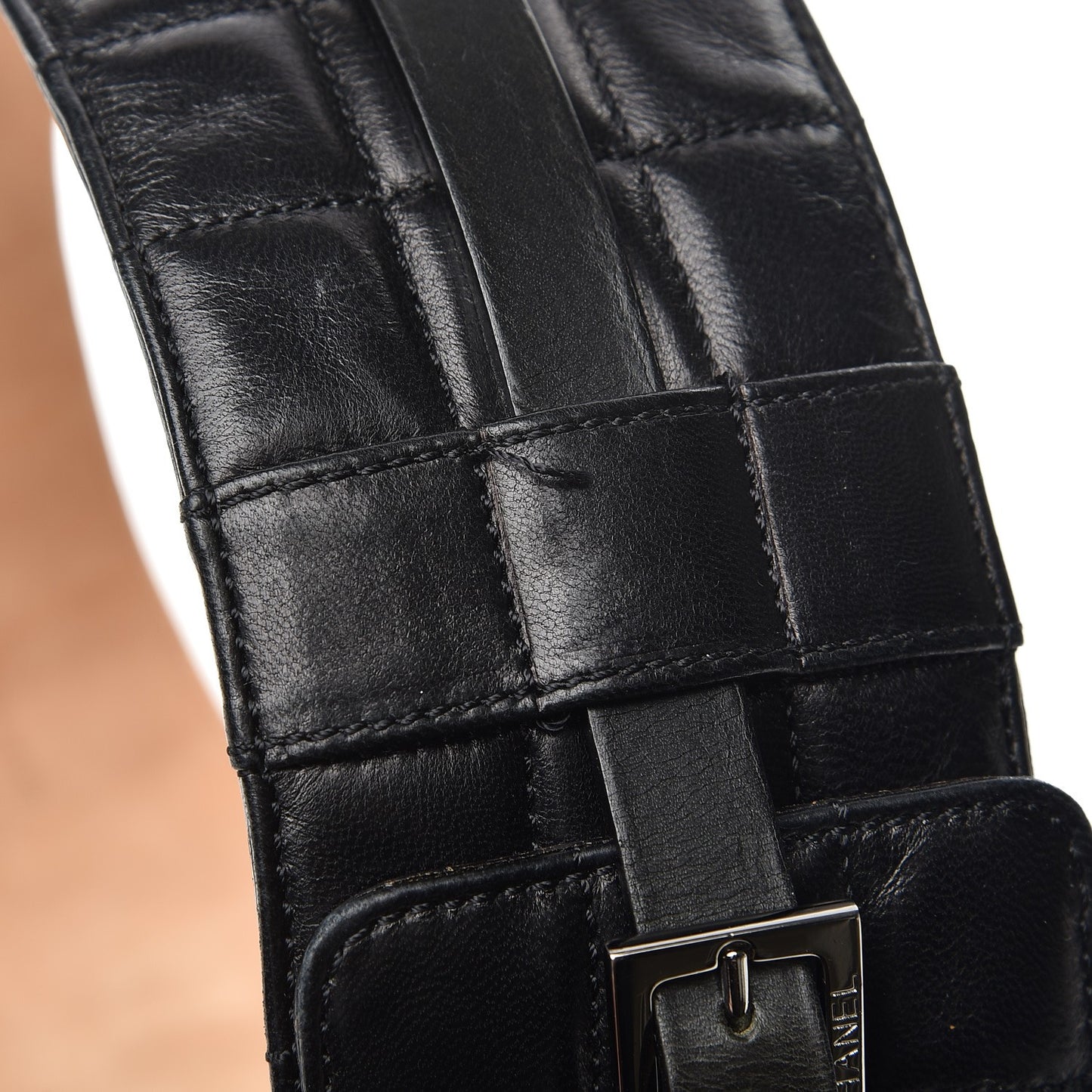 Lambskin Quilted Chocolate Bar Belt 85 34 Black