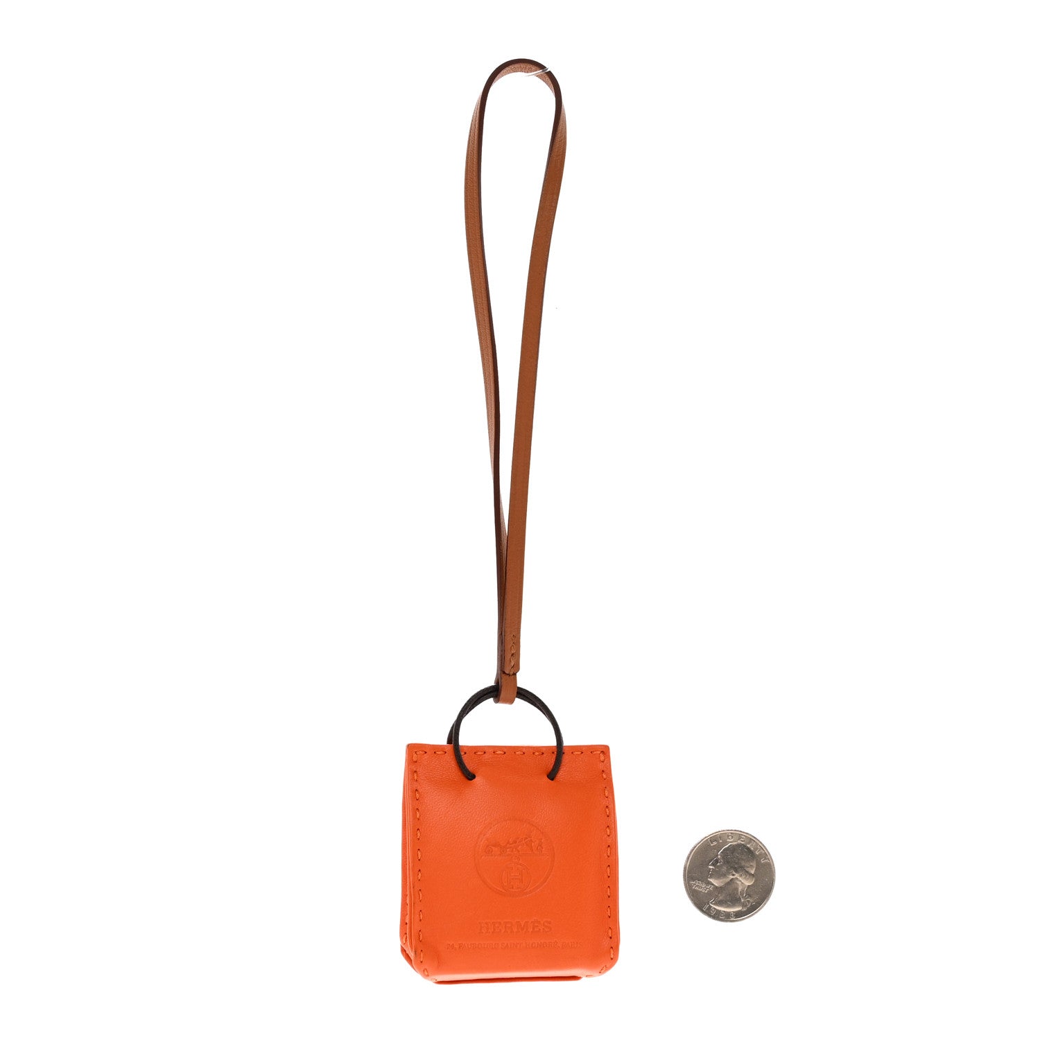 Hermes Milo Lambskin Swift Shopping Bag Charm Feu Gold 2 of 7