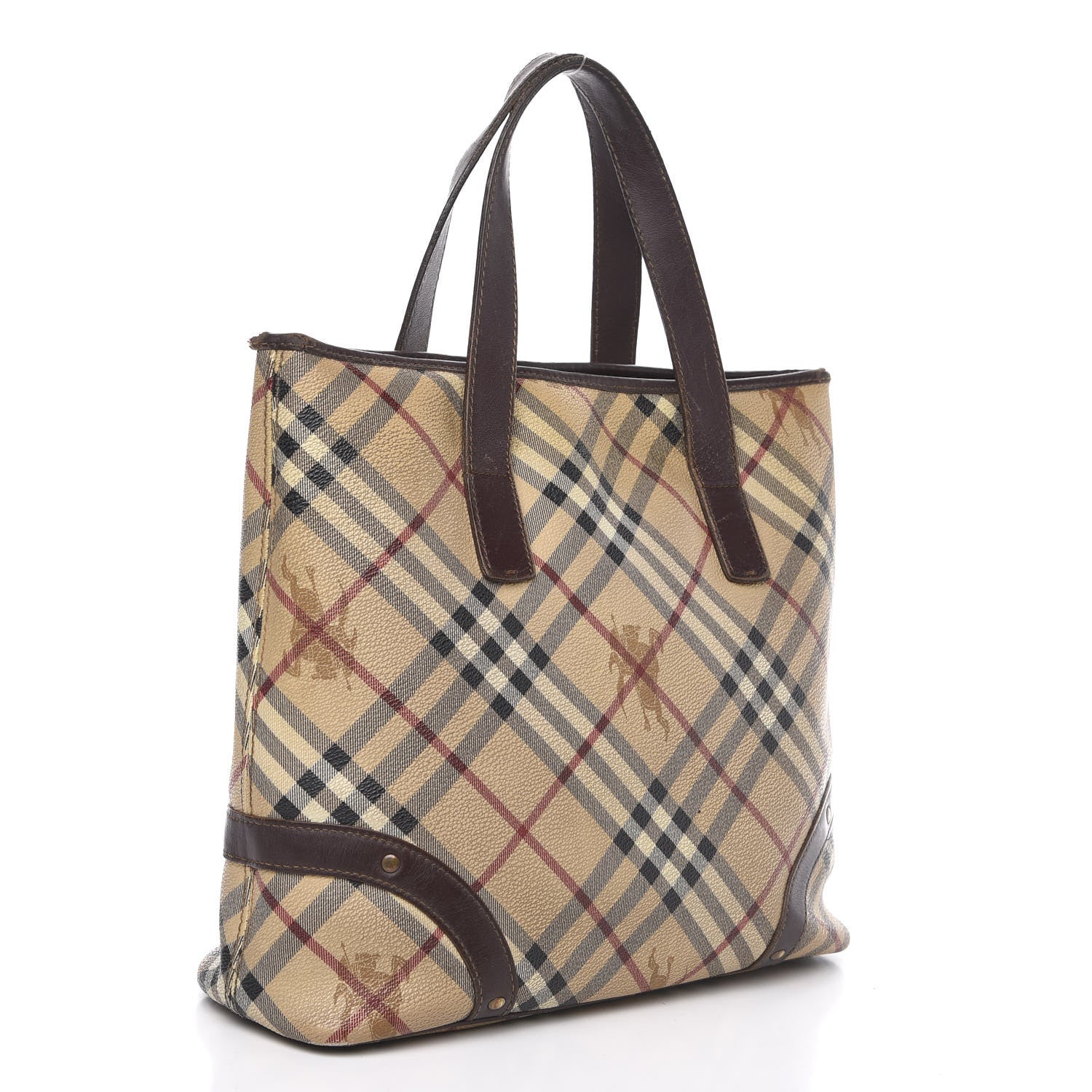 Burberry Haymarket Check Studded Tote Chocolate 2 of 21
