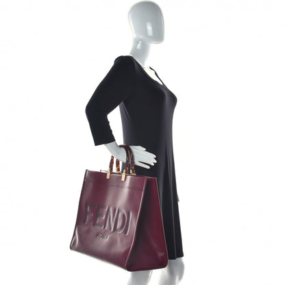 Fendi Vitello King Plexiglass Logo Embossed Large Fendi Sunshine Shopper Tote Barolo 2 of 13