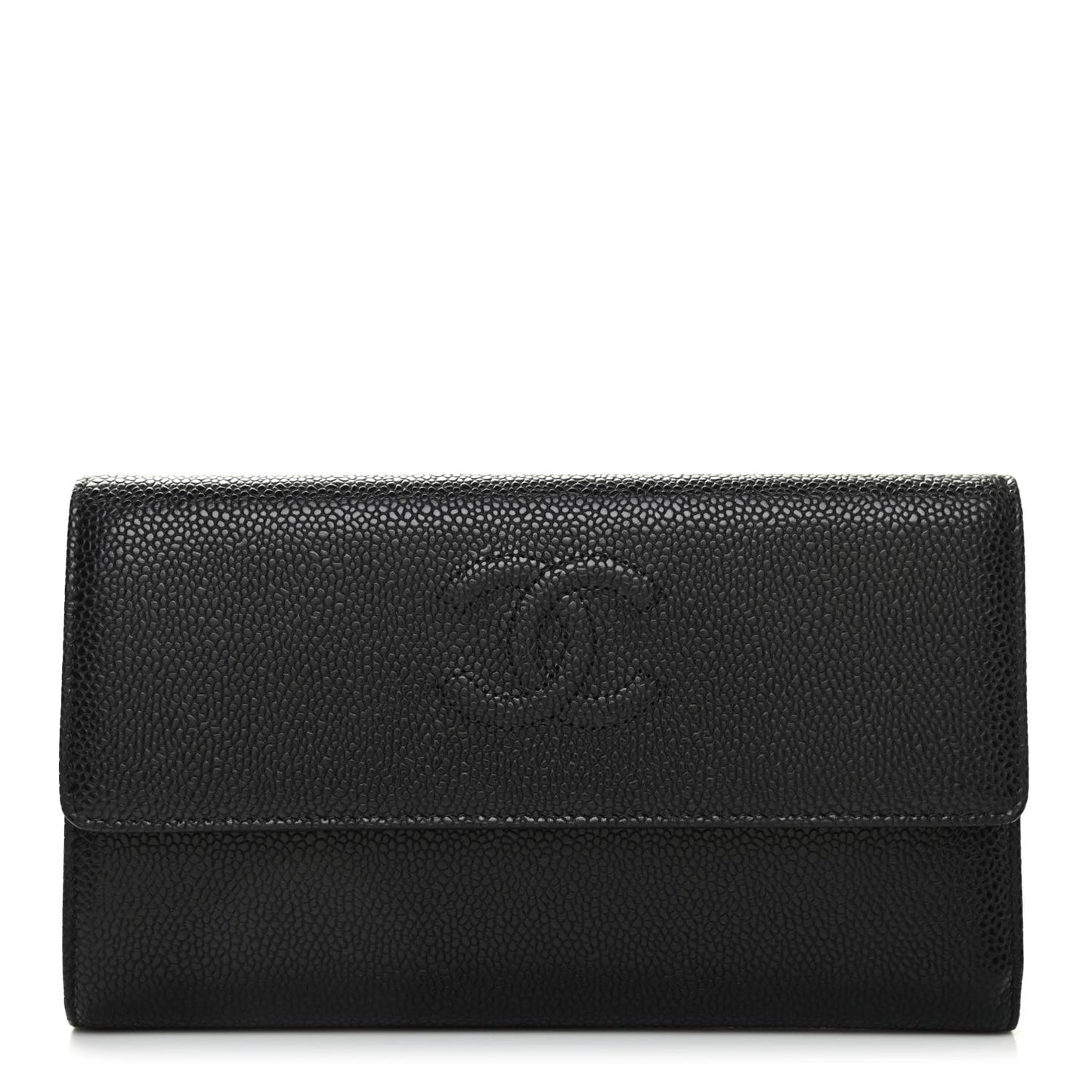 Caviar Timeless CC Large Gusset Flap Wallet Black