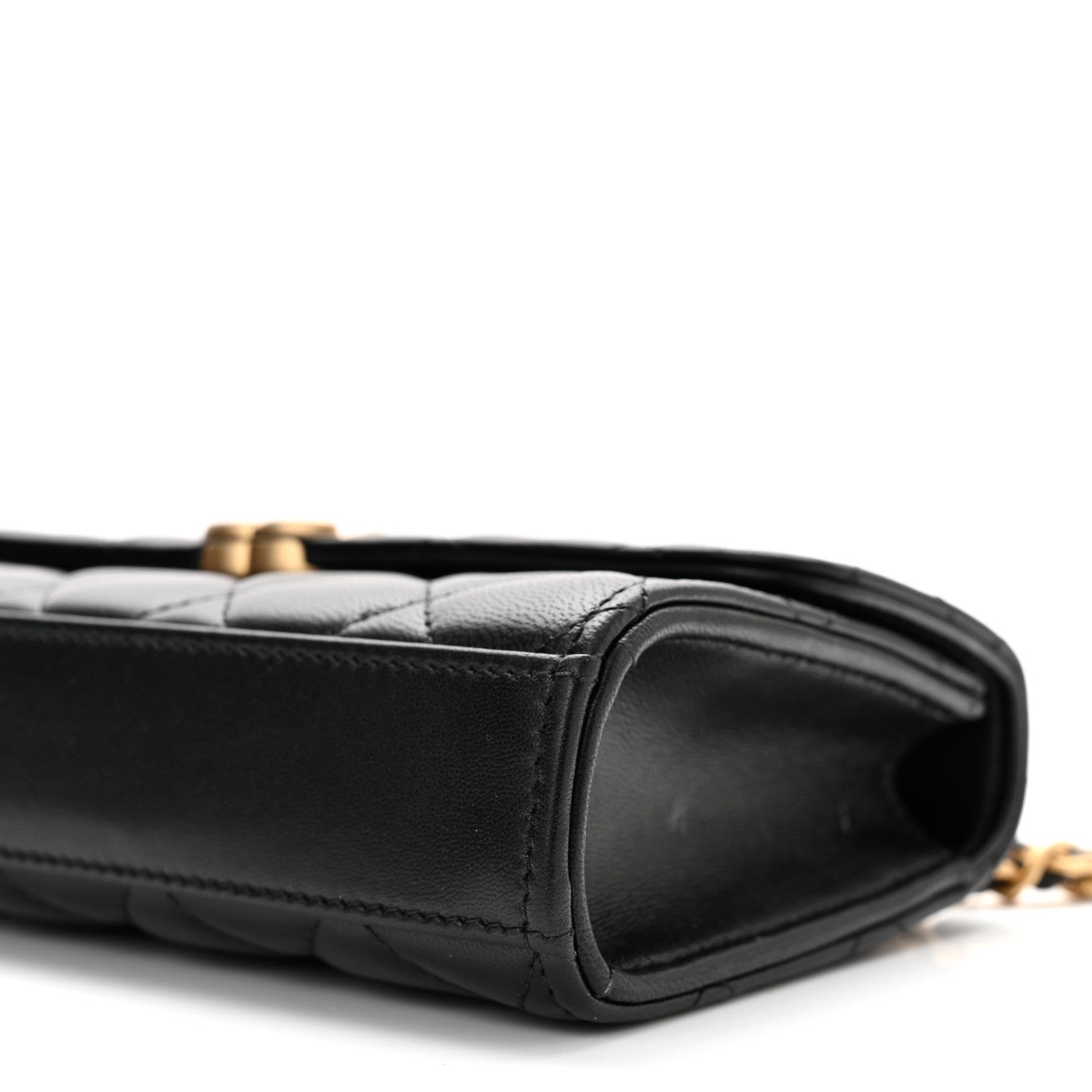 Chanel Lambskin Enamel Quilted Top Handle Flap Phone Holder With Chain Black 10 of 11