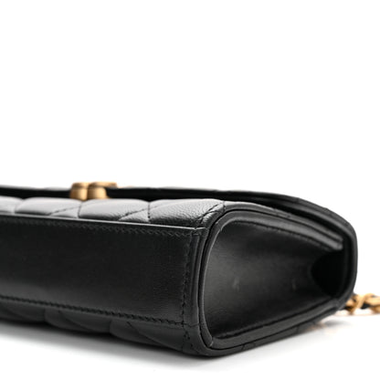 Chanel Lambskin Enamel Quilted Top Handle Flap Phone Holder With Chain Black 10 of 11
