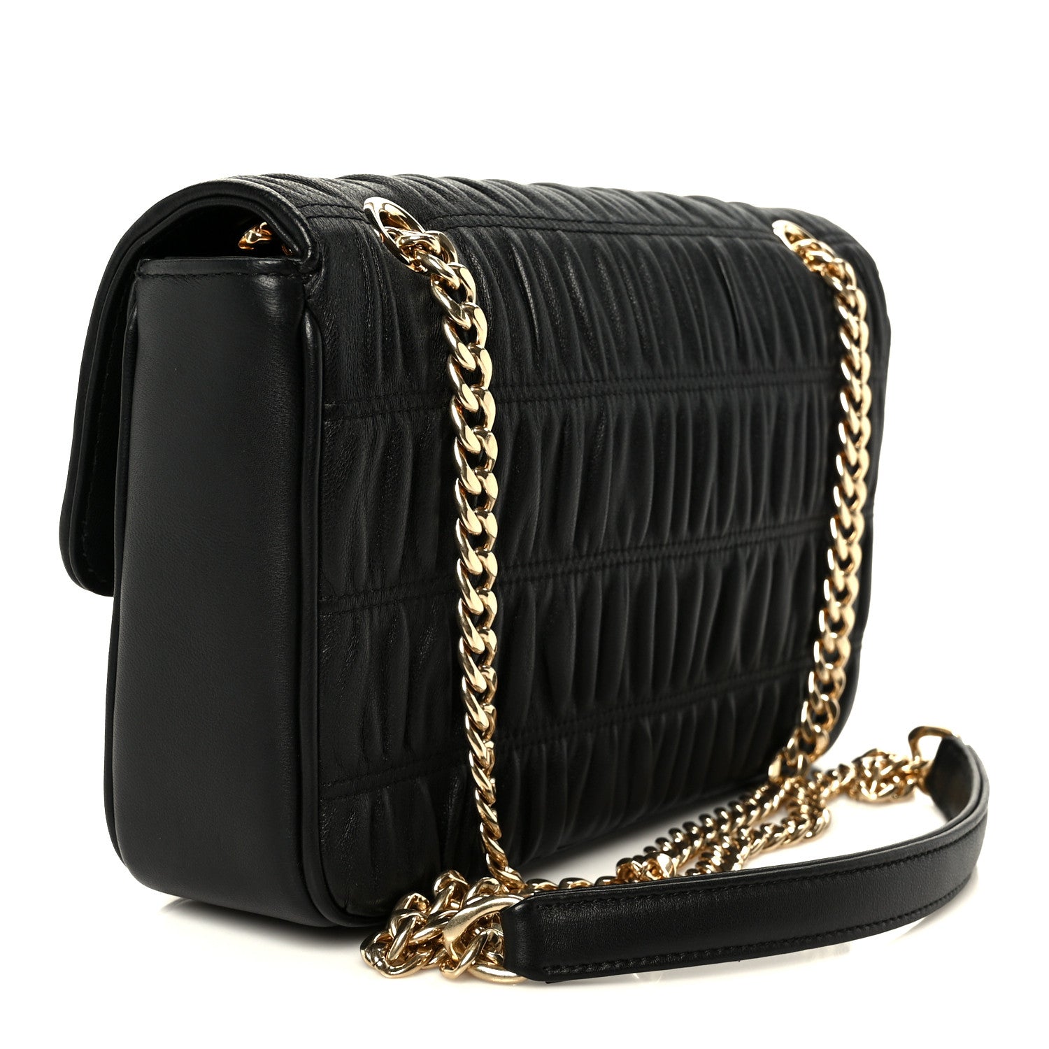 Prada Nappa Gaufre Medium Chain Flap Shoulder Bag Black 3 of 11