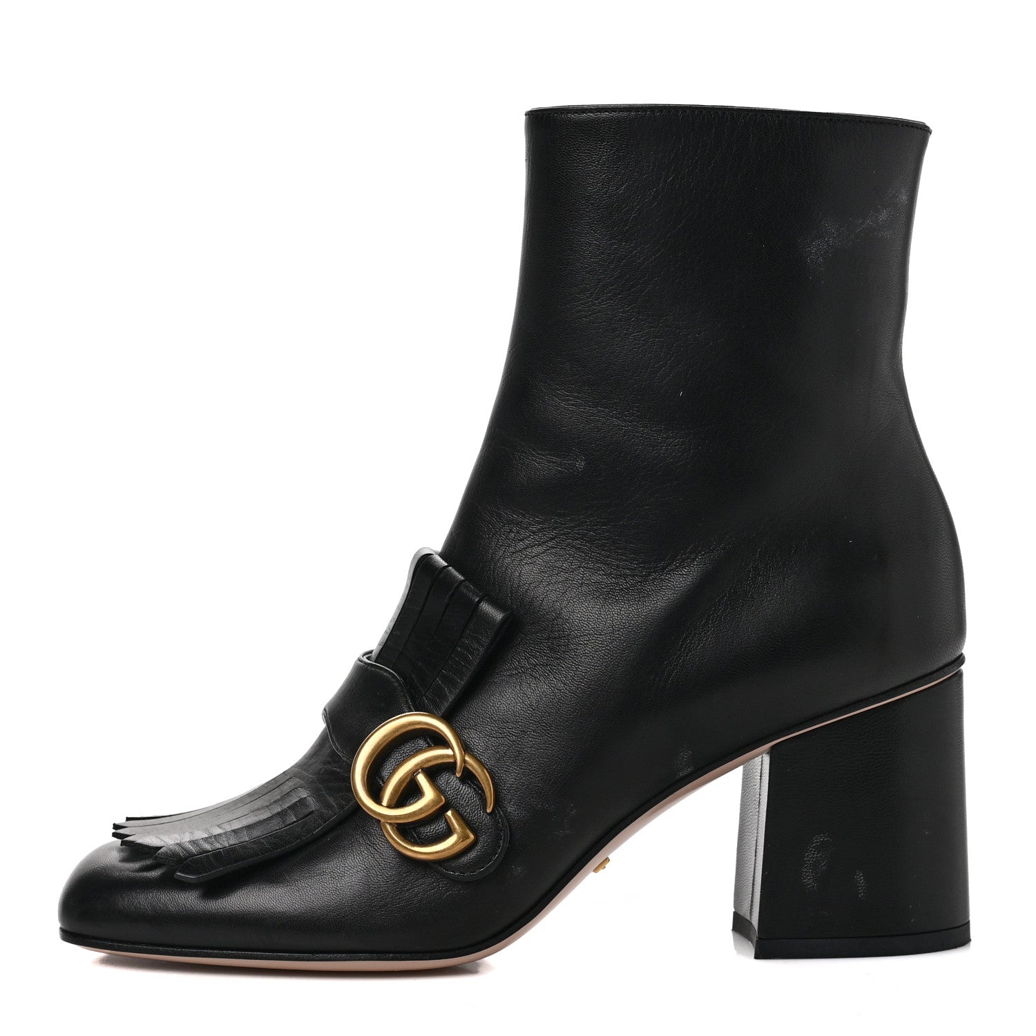 Gucci Malaga Kid GG Marmont Fringe 75mm Ankle Boots 39 Black 1 of 10