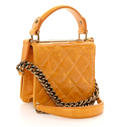 Chanel Glazed Calfskin Quilted Small Rita Top Handle Flap Yellow 3 of 11