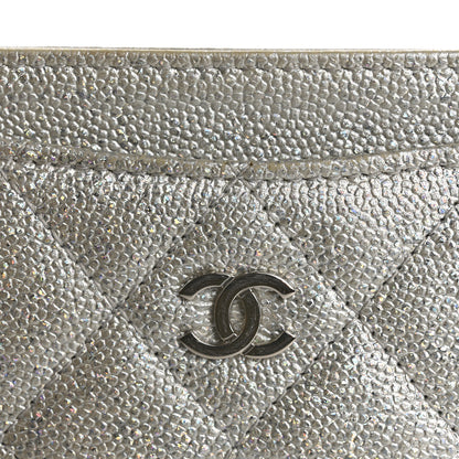 Chanel Glittered Metallic Caviar Quilted Card Holder Silver 9 of 14