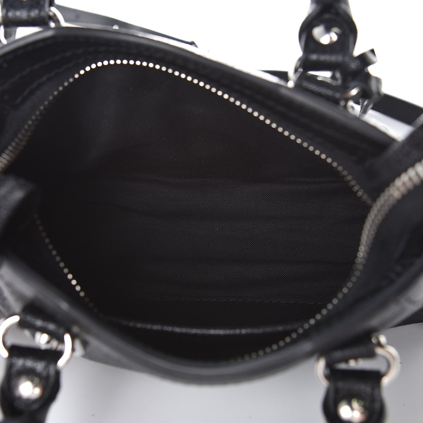 Chevre Silver Metallic Edge Hardware Nano City Black