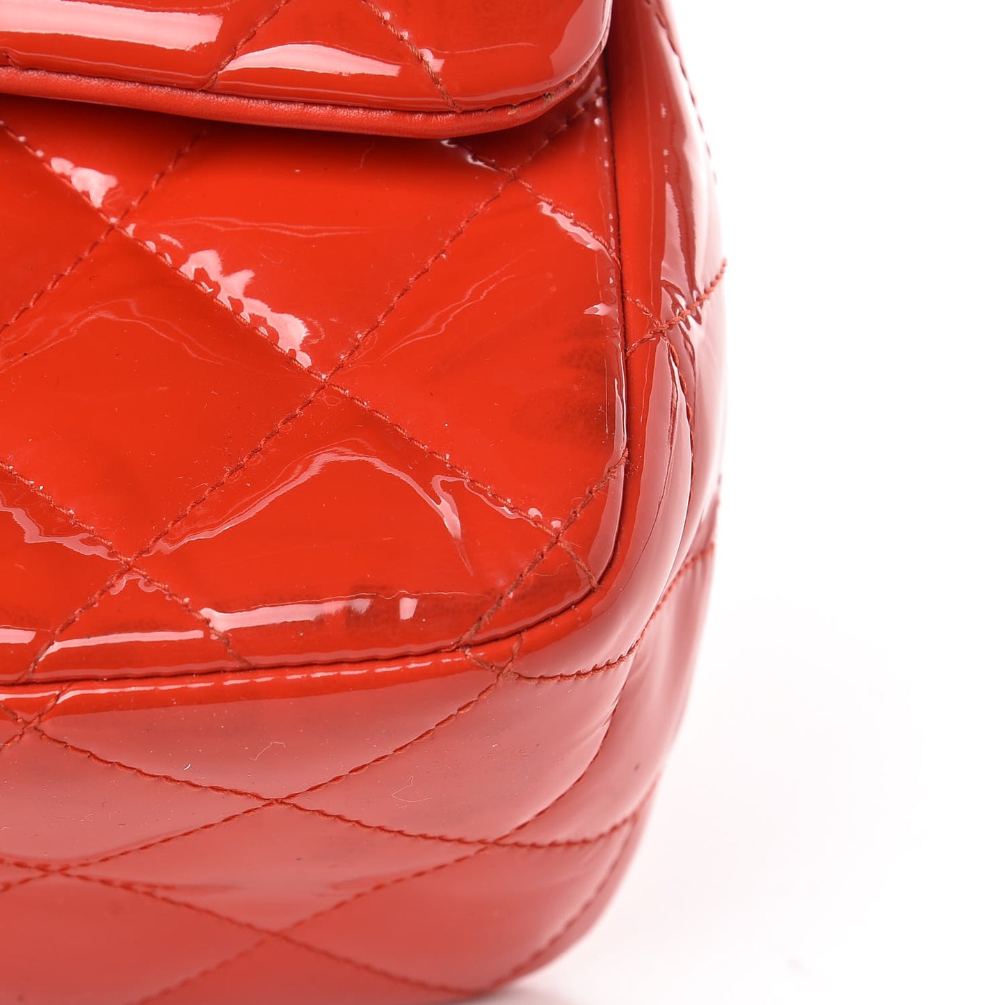 Patent Quilted Jumbo Double Flap Dark Red