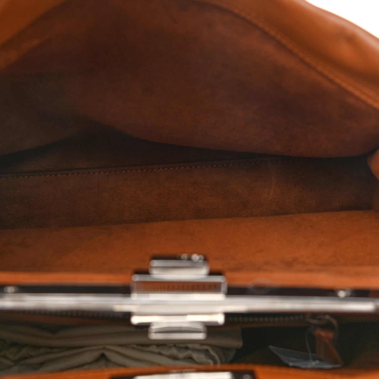 Calfskin Lace Up Large Peekaboo Iconic Satchel Cognac