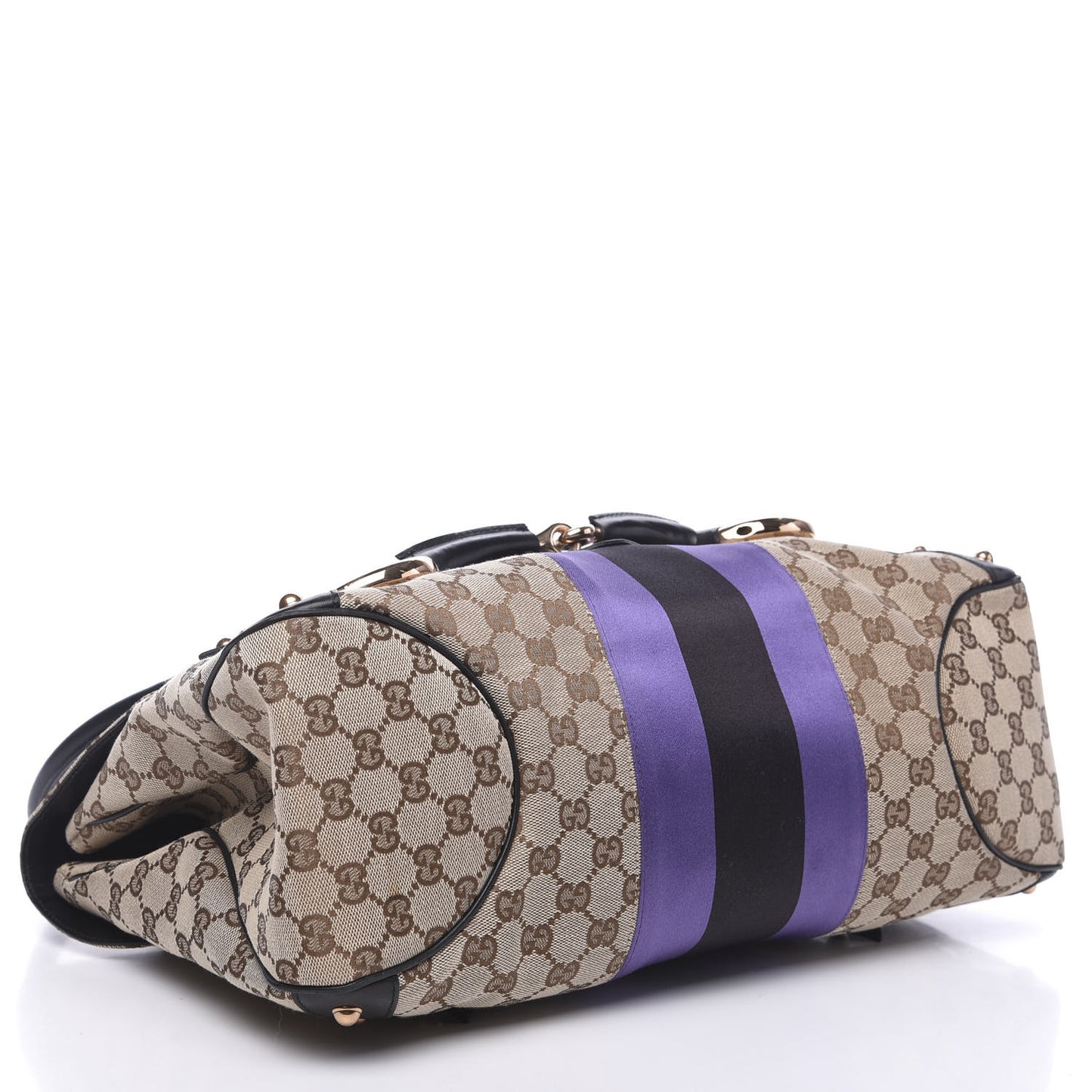Monogram Horsebit Web Flap Bag Brown Purple