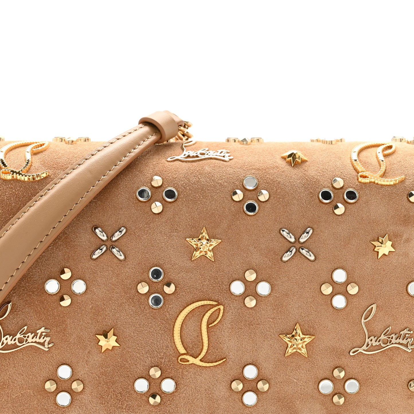 Suede Spikes Loubinthesky Paloma Clutch Lionne